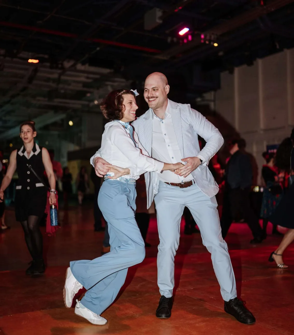 Ben and Eileen swing dancing on the Intrepid.